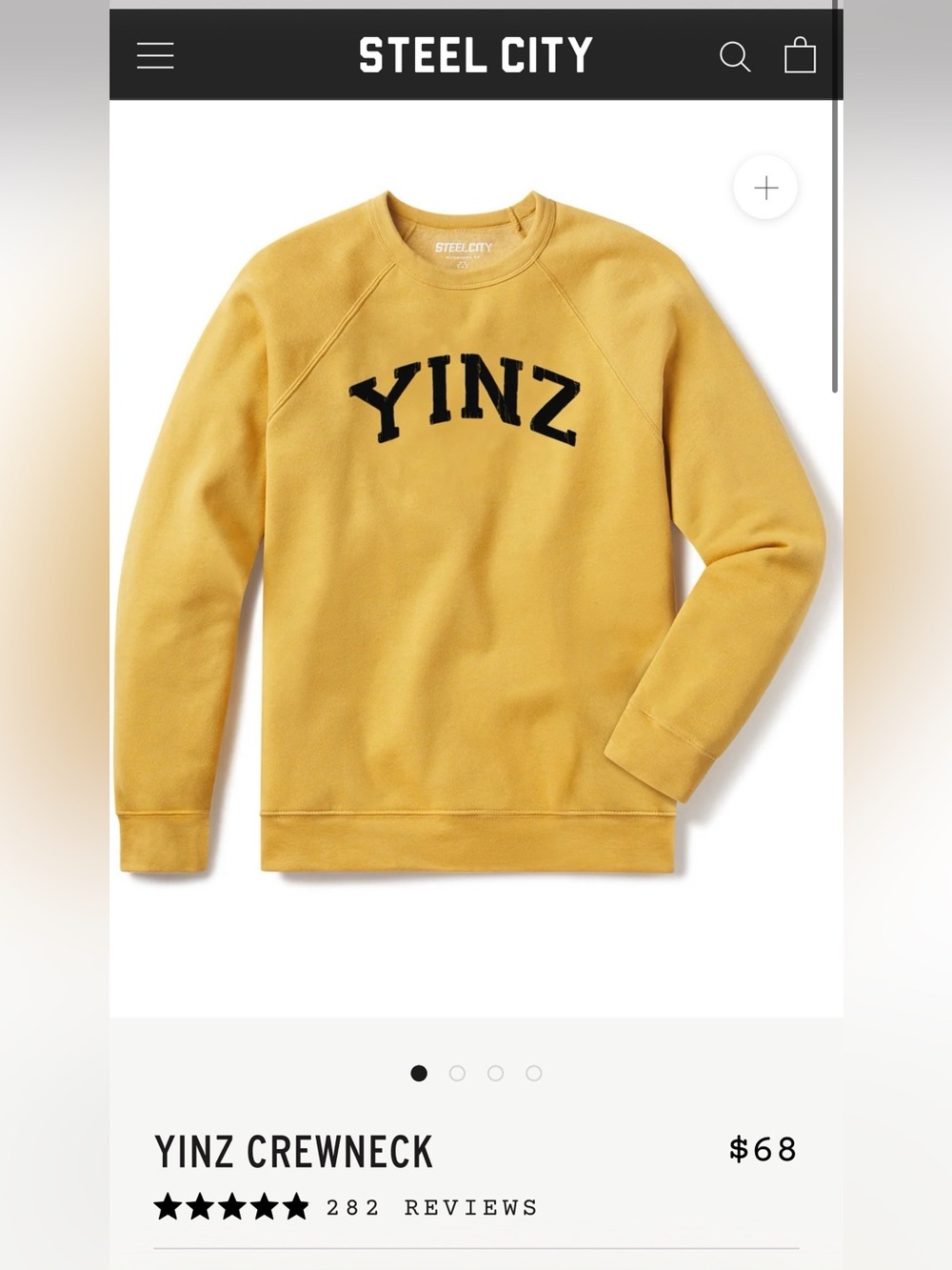 Steel City Brand YINZ Mustard Crewneck Sweatshirt - Women XXL